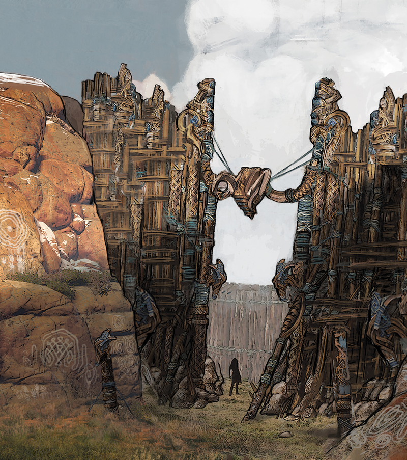 Concept art of the Rocky Mountain Park, home to the Nora Tribe in Horizon Zero Dawn
